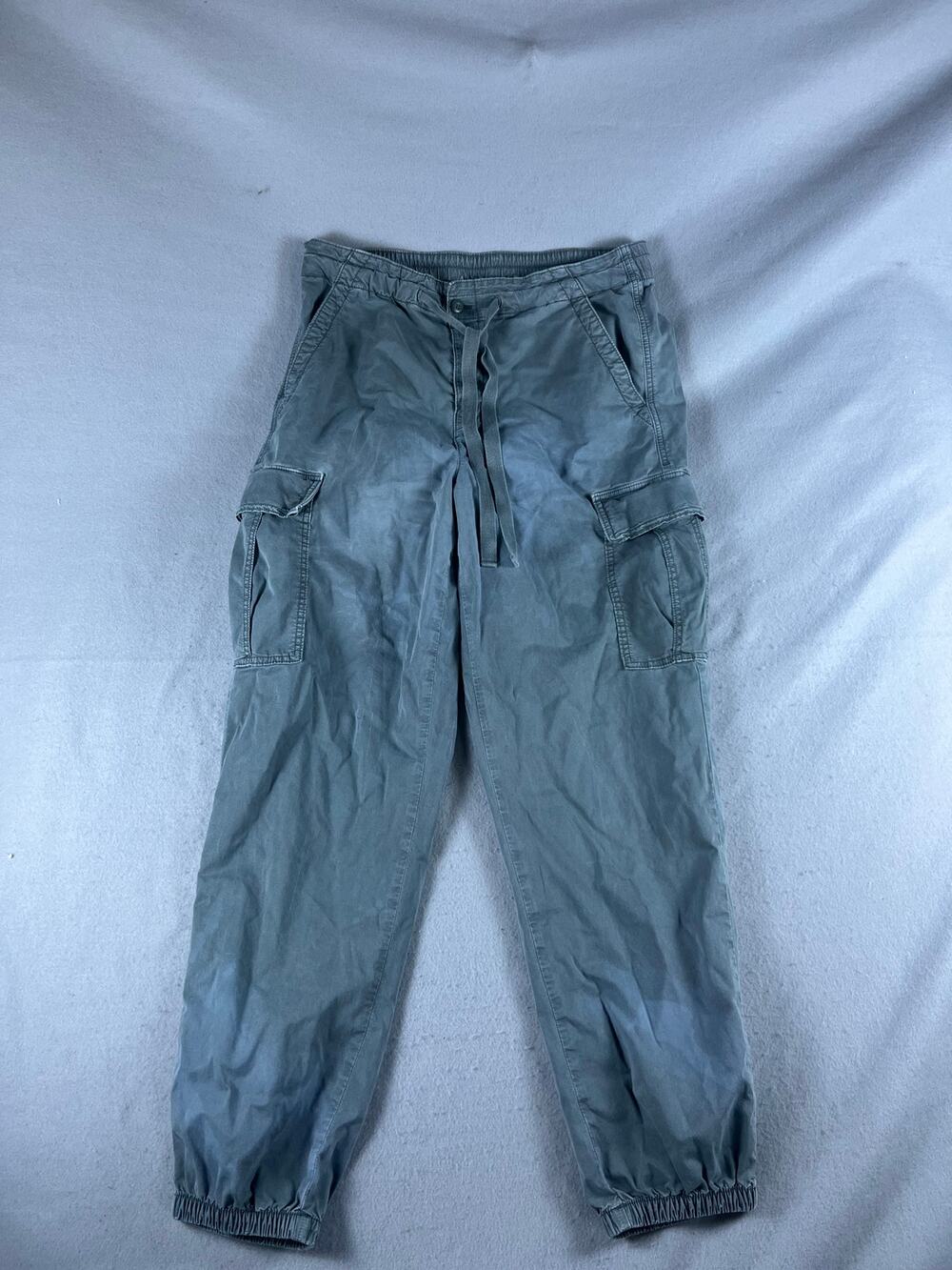American Eagle Jogger Pants Womens 14L Green High Waisted Cargo Stretch Utility